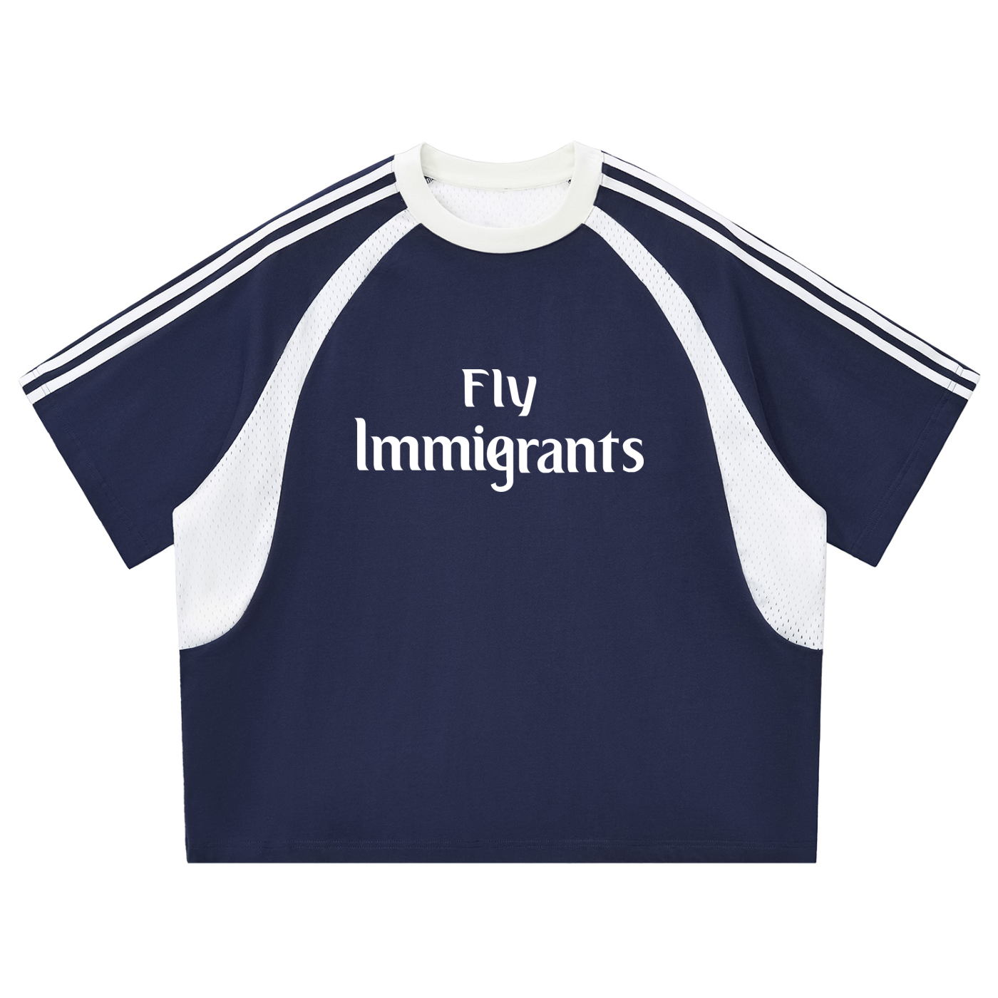 Striped Fly Immigrants Panel Mesh Shirt