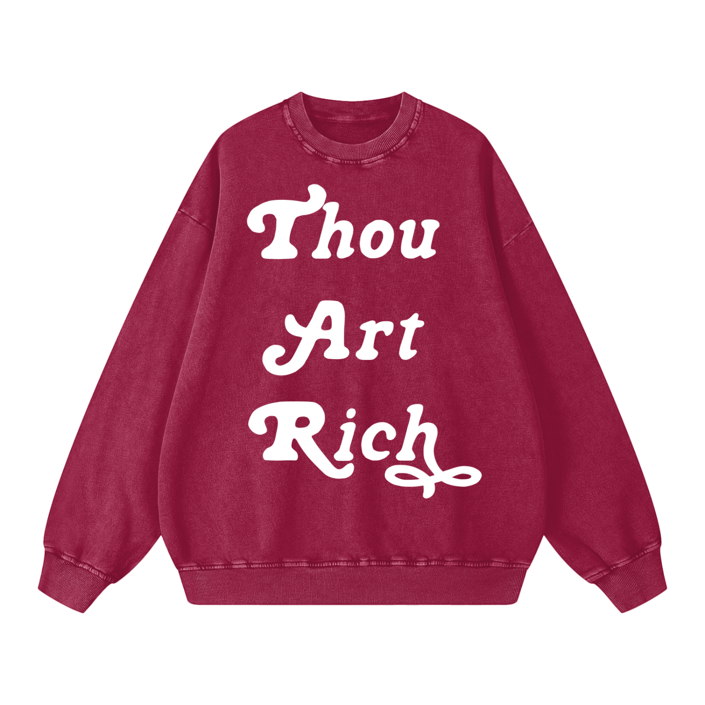Thou Art Rich Acid Wash Oversize Crew Neck