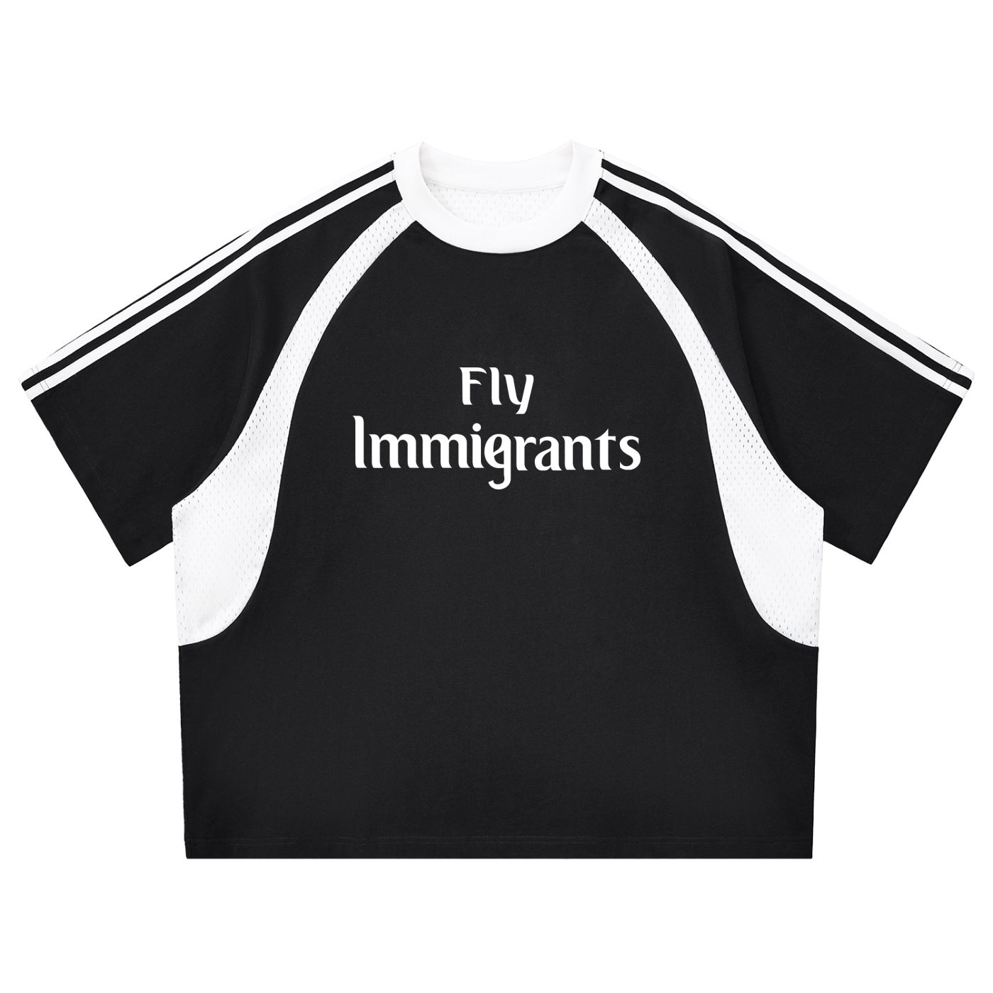 Striped Fly Immigrants Panel Mesh Shirt