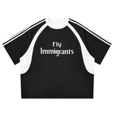 Striped Fly Immigrants Panel Mesh Shirt