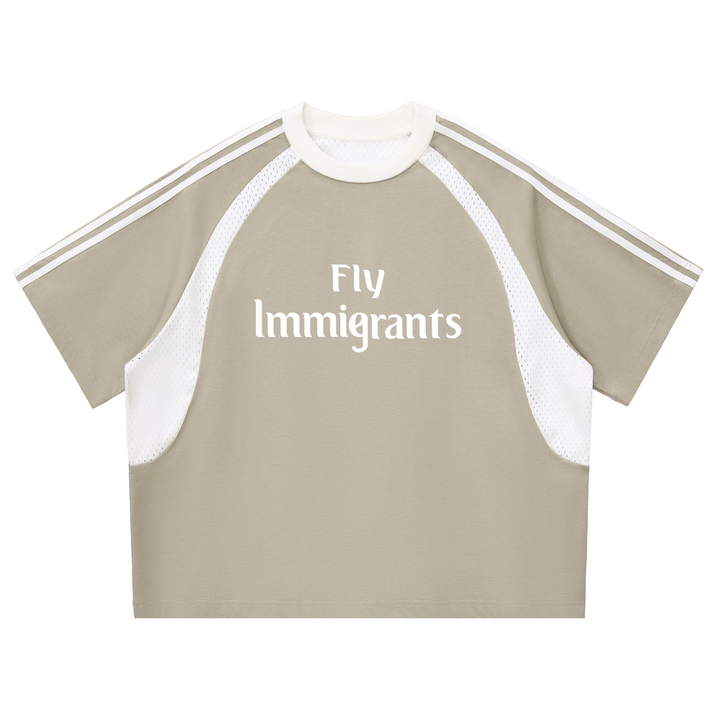 Striped Fly Immigrants Panel Mesh Shirt