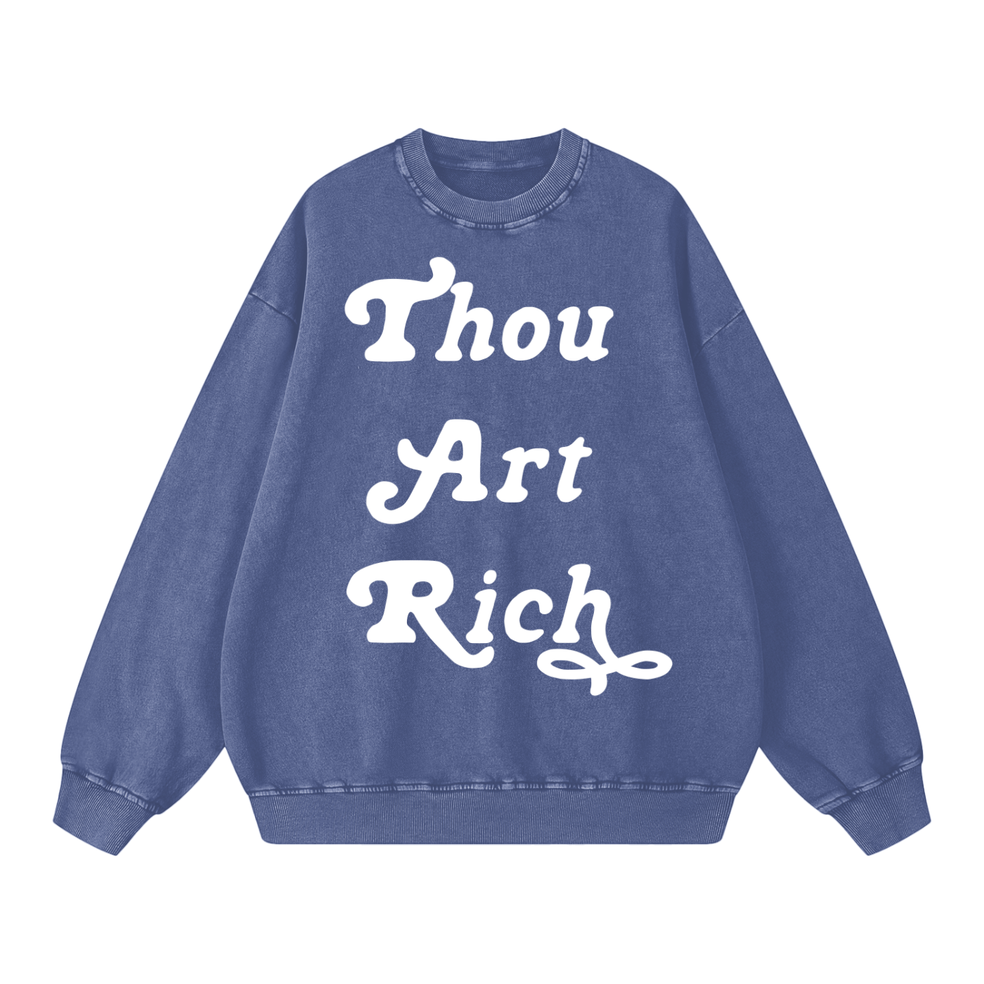 Thou Art Rich Acid Wash Oversize Crew Neck