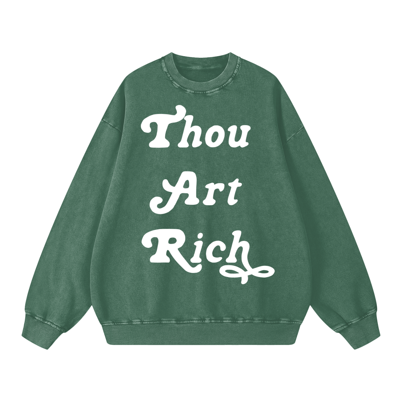 Thou Art Rich Acid Wash Oversize Crew Neck